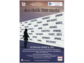 Affiche "Au-delà des mots" organisés au profit de PSE Belgique