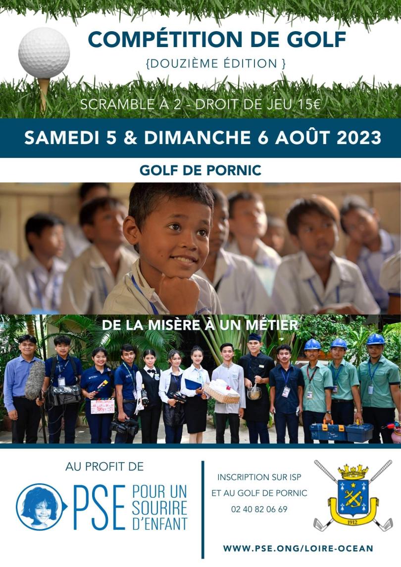 Affiche compétition de golf août 2023 à Pornic